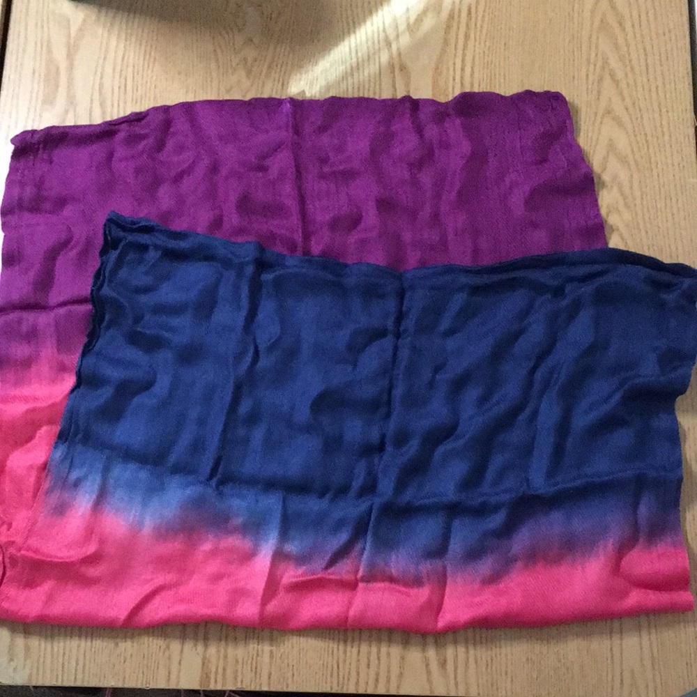 New Women’s Vibrant Pink Raspberry and Blue Ombre Infinity Twill Scarf Viscose